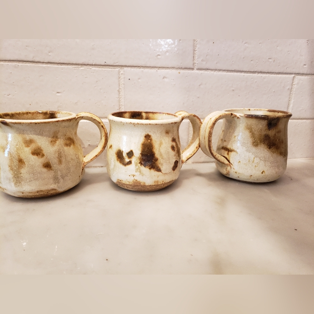 Studio Art Pottery Coffee Tea Mugs Set of 3 Approximately 8 oz capacity